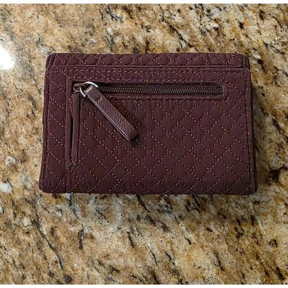 Vera Bradley Iconic RFID Riley Compact Wallet Trifold Burgandy NWOT - Picture 2 of 6